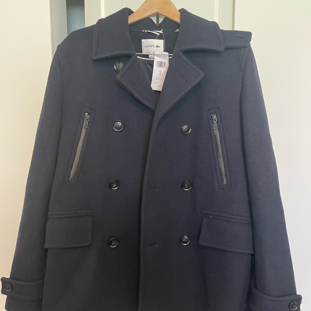 BNWT Lacoste Men's Black Peacoat